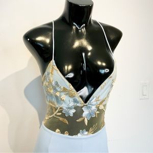 LUCY IN THE SKY Soft Blue Strappy Dress With Embroidery